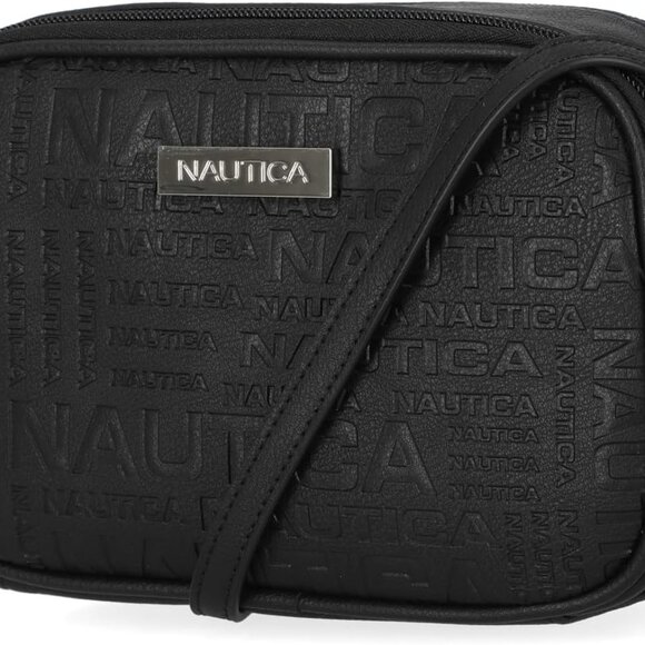 Candid Camera Embossed Black Crossbody Bag PU Leather Women Travel Purse - Picture 1 of 5